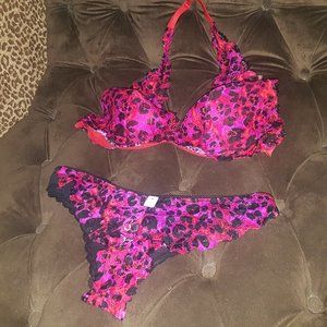La Senza Pink Leopard Bra Panties Set